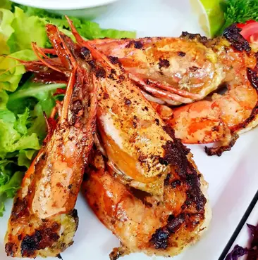 gambas grillés flambé au cognac